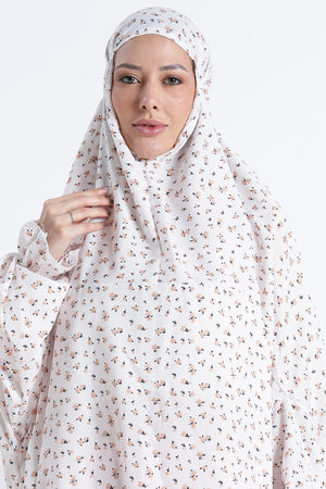 Ainaura |Premium Crepe Peach Floral Prayer Dress