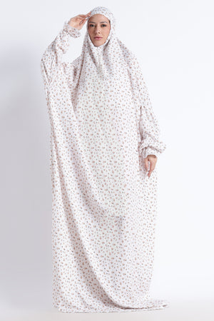 Ainaura |Premium Crepe Peach Floral Prayer Dress
