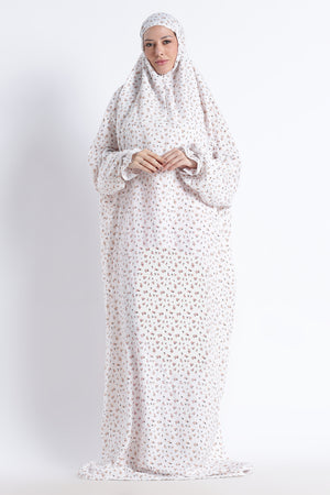 Ainaura |Premium Crepe Peach Floral Prayer Dress