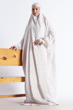 Ainaura |Premium Crepe Peach Floral Prayer Dress