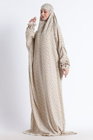 Ainaura | Premium Crepe Brown Floral Prayer Dress