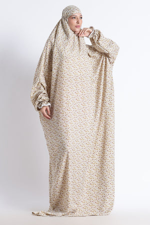 Ainaura | Premium Crepe Brown Floral Prayer Dress