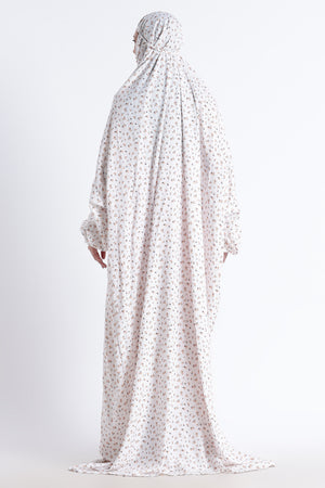 Ainaura |Premium Crepe Peach Floral Prayer Dress