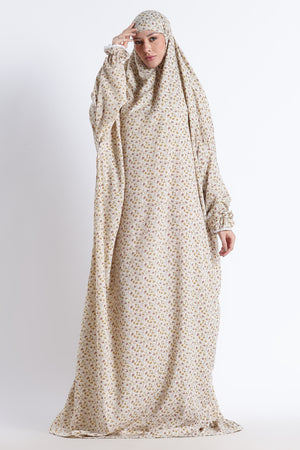 Ainaura | Premium Crepe Brown Floral Prayer Dress