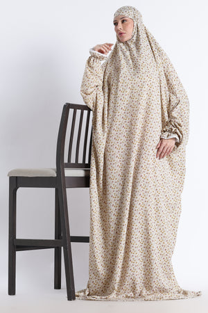 Ainaura | Premium Crepe Brown Floral Prayer Dress