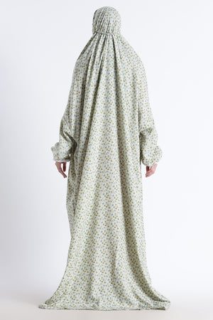 Ainaura | Premium Crepe Green Floral Prayer Dress