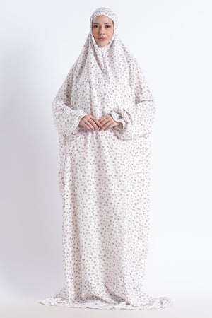 Ainaura |Premium Crepe Peach Floral Prayer Dress