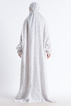Ainaura | Premium Crepe Grey Floral Prayer Dress