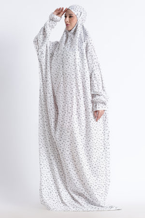 Ainaura | Premium Crepe Grey Floral Prayer Dress