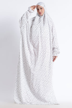 Ainaura | Premium Crepe Grey Floral Prayer Dress