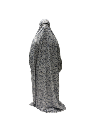 The Ria Series | Blue &Grey Floral  Designed Crepe Ria Ghala (The Precious)
