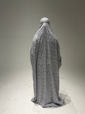 The Ria Series | Blue &Grey Floral  Designed Crepe Ria Ghala (The Precious)