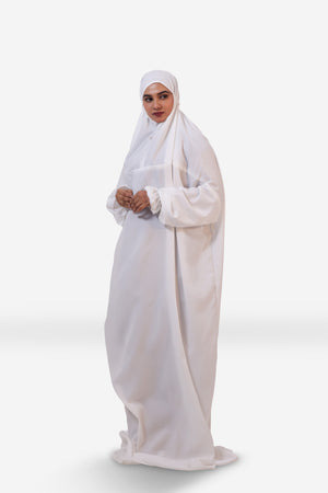 The Laya Series | Premium Plain Crepe White Laya Adan (The Paradise)