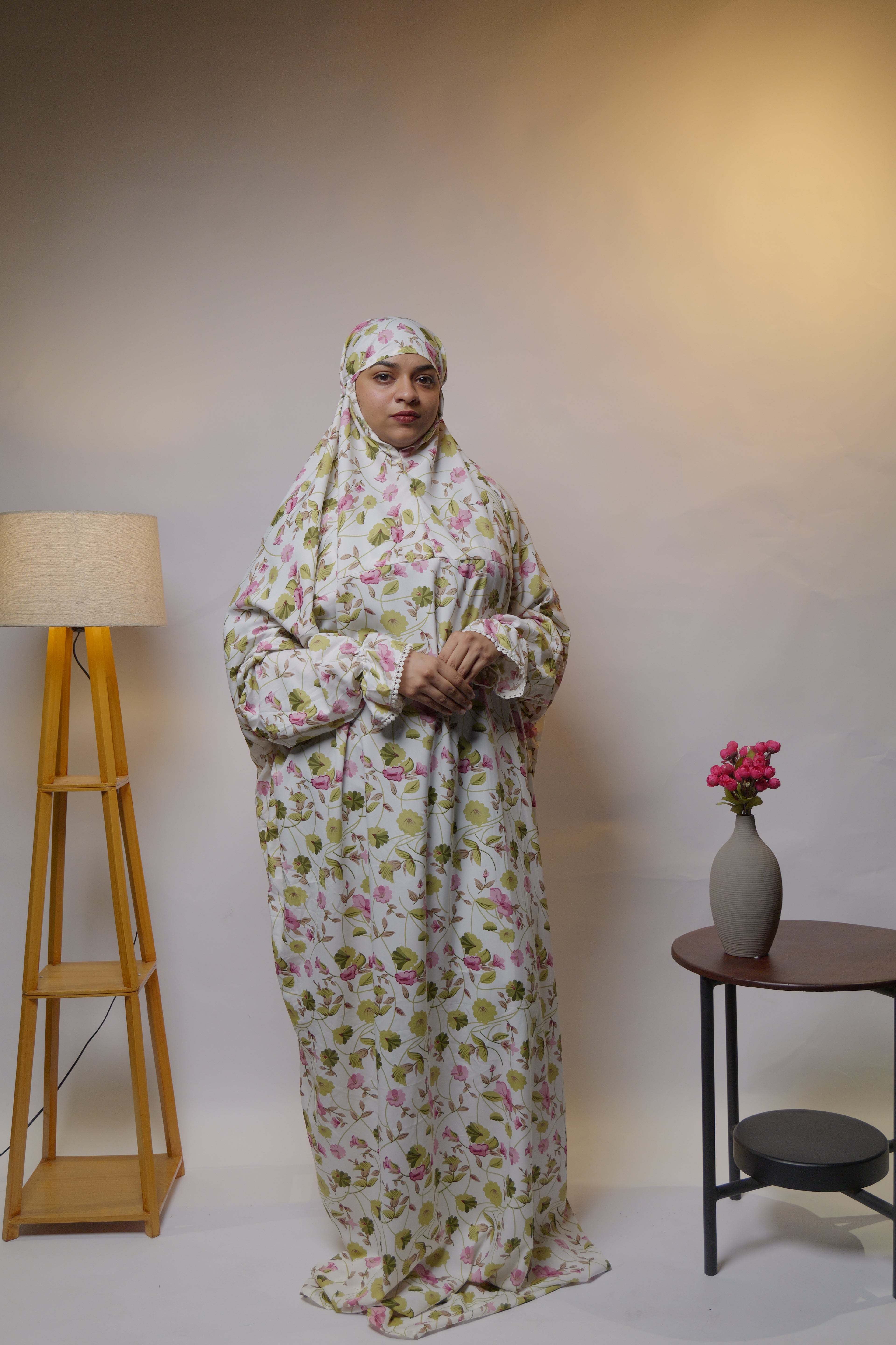 Ainaura | Premium Crepe Elegant Floral Prayer Dress