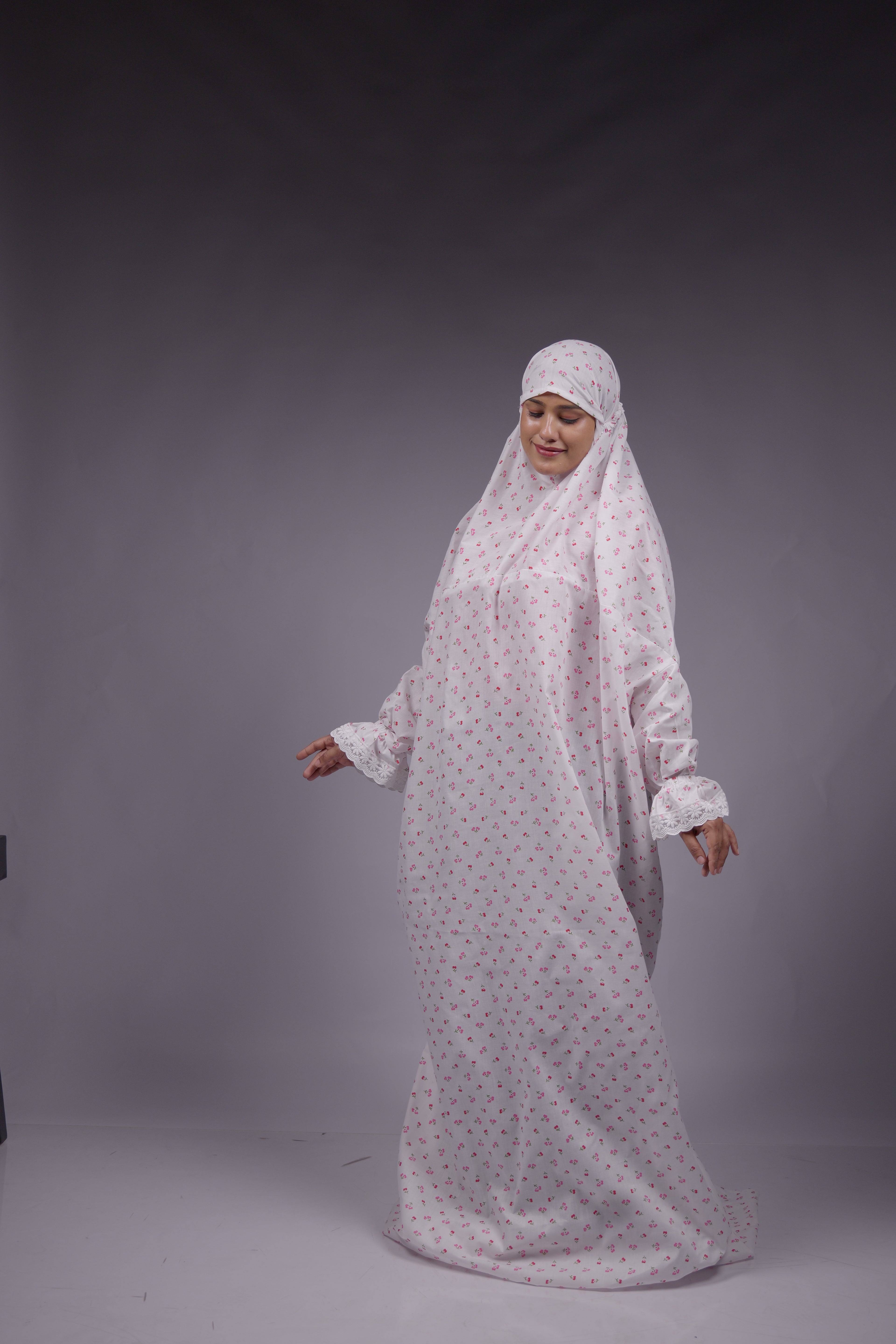 Ainaura | Premium Cotton Rose Petal Prayer Dress