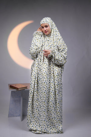 Ainaura | premium Crepe Green Floral prayer dress