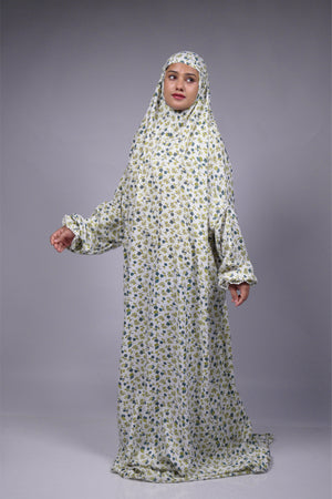 Ainaura | premium Crepe Green Floral prayer dress