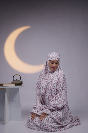 Ainaura| premium crepe pink floral prayer dress