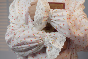 Ainaura |  Premium Cotton White with Pink & Peach Floral Prayer dress
