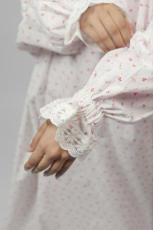 Ainaura | Premium Cotton White with Yellow & Orange  Floral   Prayer Dress