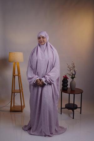 Ainaura | Premium Crepe Lavender Floral Prayer Dress