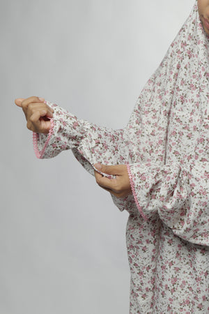 Ainaura | Premium Crepe Pink Floral  Prayer Dress