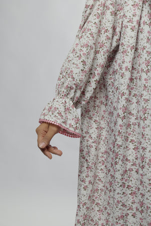 Ainaura | Premium Crepe Pink Floral  Prayer Dress