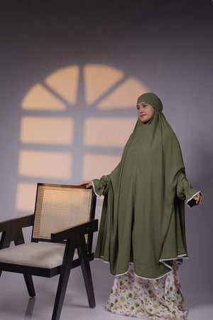 Ainaura | Premium Olive Grace Jilbab