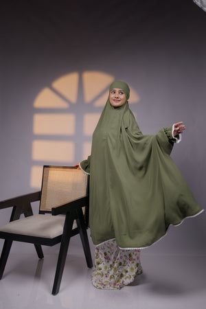Ainaura | Premium Olive Grace Jilbab