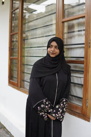 Premium Blossom Embroidered Black Abaya