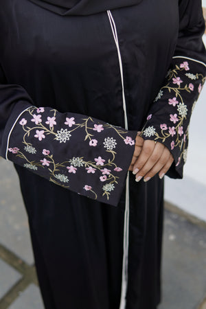 Premium Blossom Embroidered Black Abaya