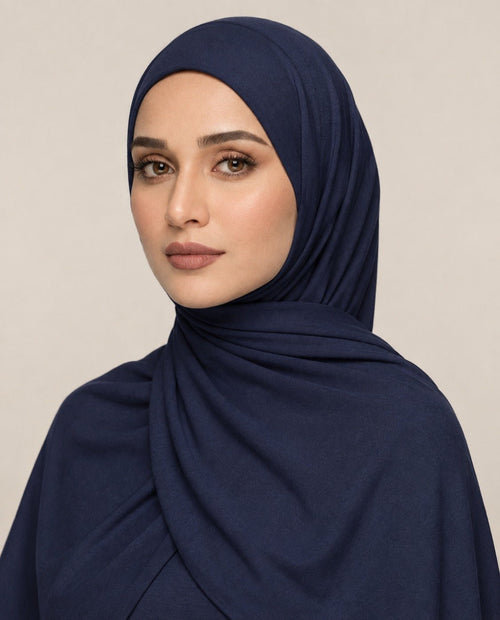 Ainaua Premium Zera Jersey Hijab – Navy Blue - AinAura