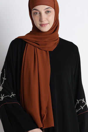 Ainaura | Copper-Lined Onyx Dubai Abaya - AinAura