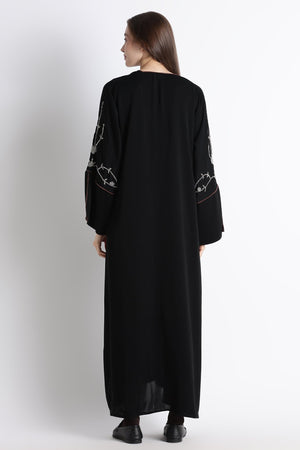 Ainaura | Copper-Lined Onyx Dubai Abaya - AinAura