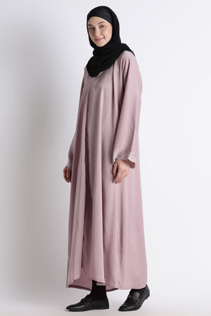 Ainaura | Desert Rose Scalloped Dubai Abaya - AinAura