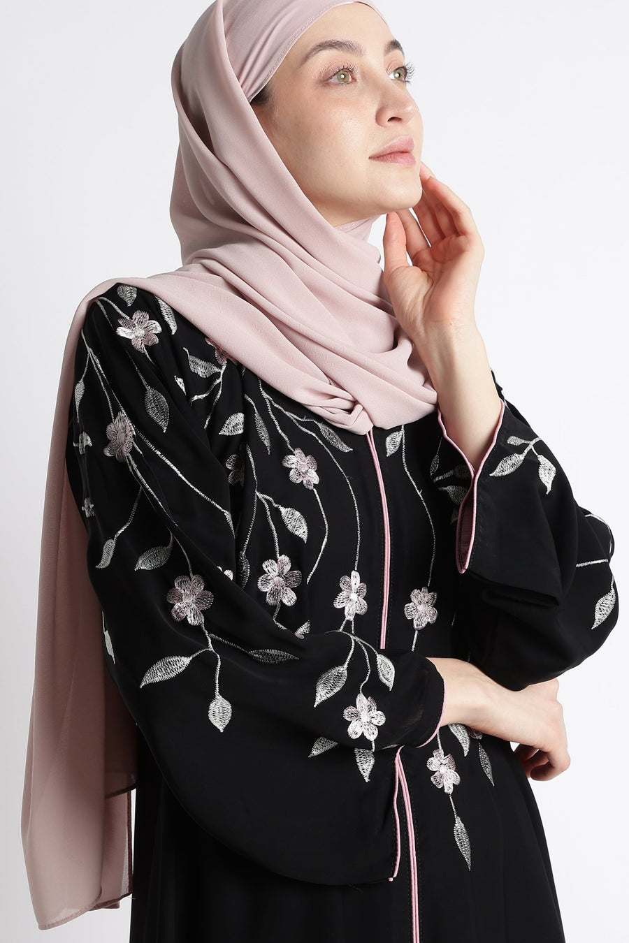 Ainaura | Midnight Flora Embroidered Dubai Abaya