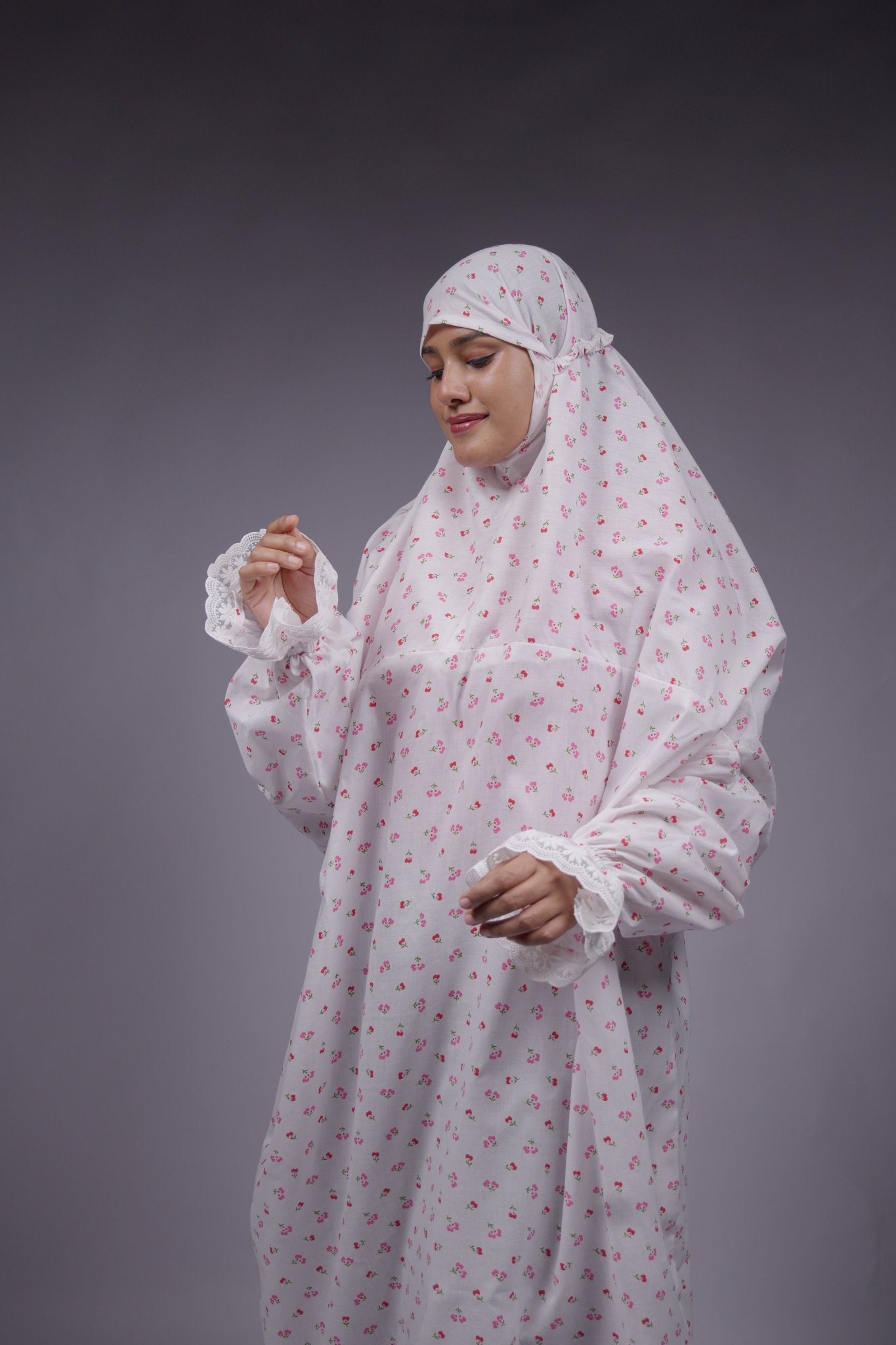 Ainaura | Premium Cotton Rose Petal Prayer Dress - AinAura