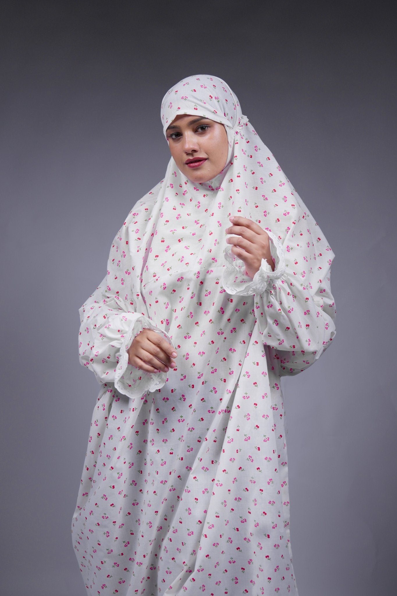 Ainaura | Premium Cotton Rose Petal Prayer Dress - AinAura