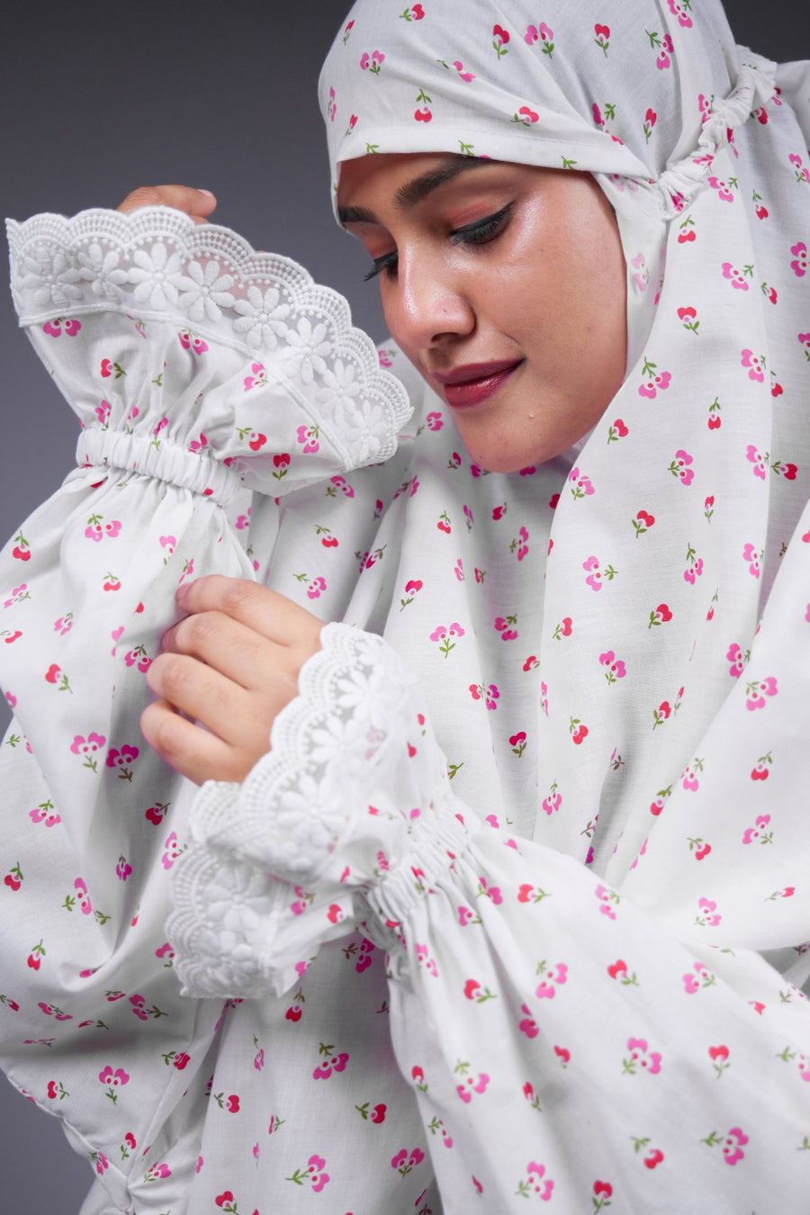 Ainaura | Premium Cotton Rose Petal Prayer Dress