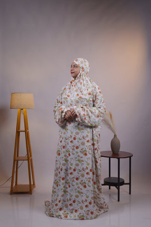 Ainaura | Premium Crepe Autumn Bloom Floral Prayer Dress - AinAura