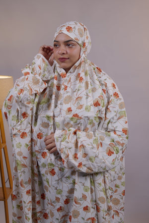 Ainaura | Premium Crepe Autumn Bloom Floral Prayer Dress - AinAura