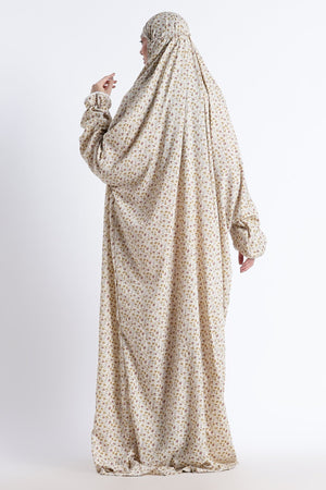 Ainaura | Premium Crepe Brown Floral Prayer Dress - AinAura