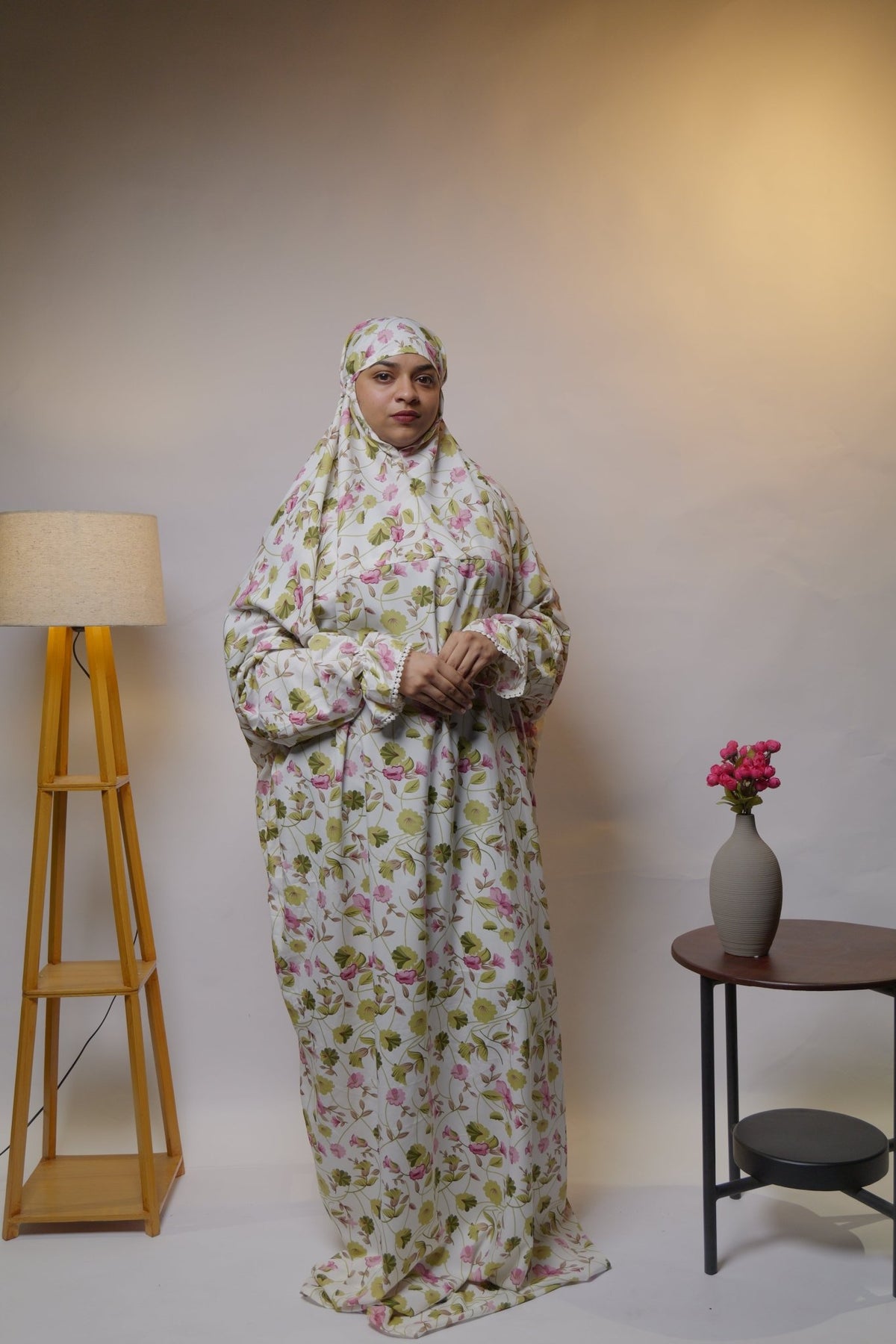 Ainaura | Premium Crepe Elegant Floral Prayer Dress - AinAura