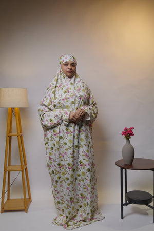 Ainaura | Premium Crepe Elegant Floral Prayer Dress - AinAura