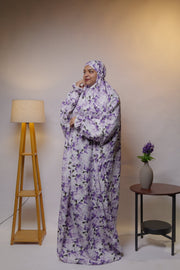 Ainaura | Premium Crepe Elegant Lavender Floral Prayer Dress - AinAura