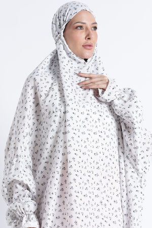 Ainaura | Premium Crepe Grey Floral Prayer Dress - AinAura