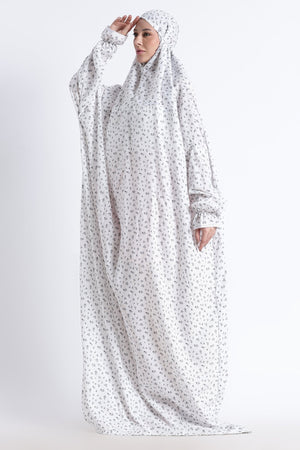 Ainaura | Premium Crepe Grey Floral Prayer Dress - AinAura