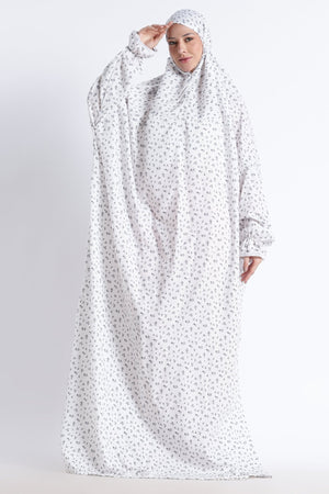 Ainaura | Premium Crepe Grey Floral Prayer Dress - AinAura