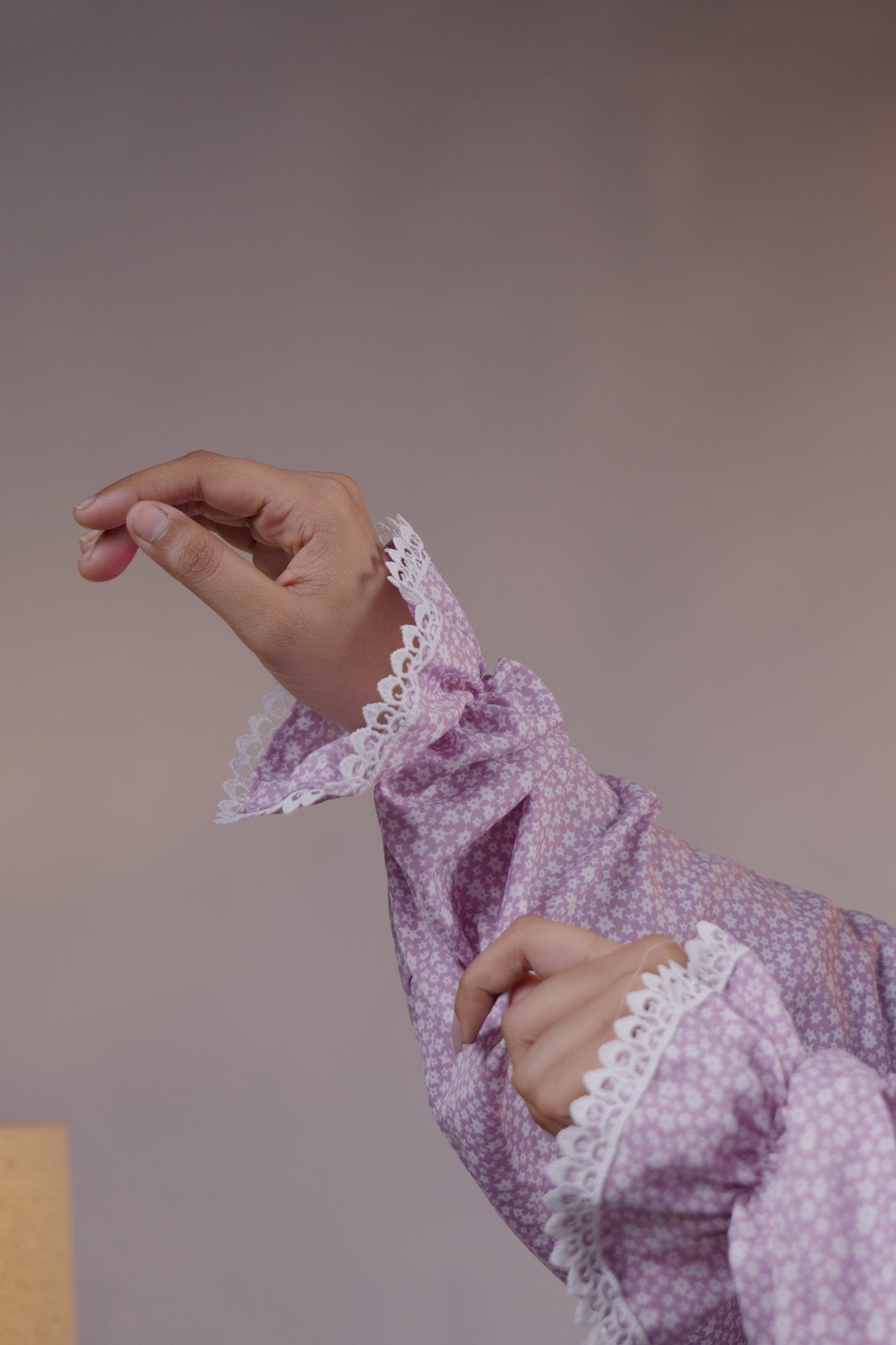 Ainaura | Premium Crepe Lavender Floral Prayer Dress - AinAura