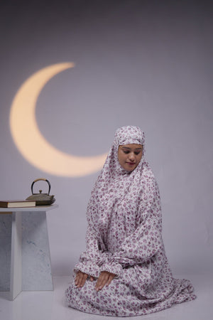 Ainaura| premium crepe pink floral prayer dress - AinAura